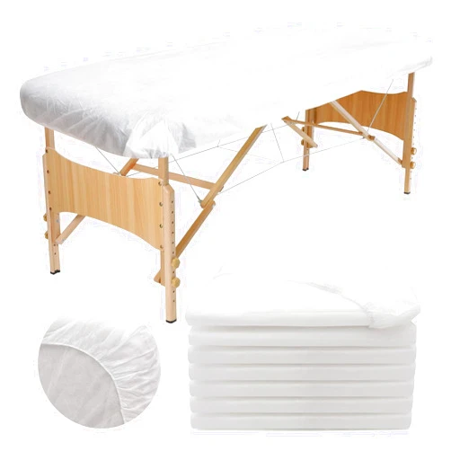 Rngwaper 30PCS Disposable Fitted Massage Table Sheets, Heavy Duty Elastic Disposable Bed Cover, Breathable Disposable Fitted Sheets for Spa White Non Woven Fabric 36 x 85 Inch