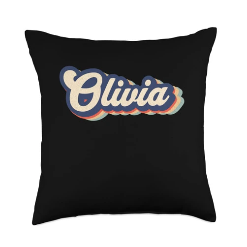 Retro Personalized Womens Gifts For Olivia Womens Retro Vintage Olivia Name Personalized Throw Pillow, 18x18, Multicolor
