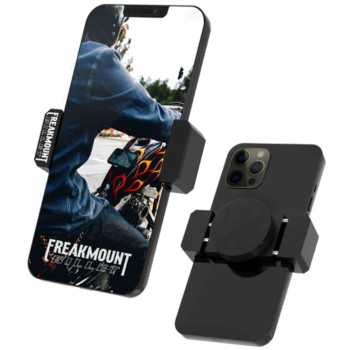 FREAKMOUNT Magnetic Motorcycle Phone Mount - Harley Davidson Accessories - Premium Billet Aluminum Holder for Gas Tank or Any Magnetic Surface, High-Speed Magnets - Fits Most Phones, Black