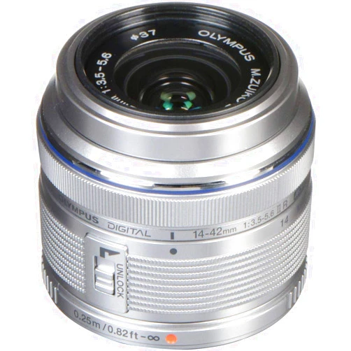 OM SYSTEM OLYMPUS M.Zuiko Digital 14-42mm F3.5-5.6 IIR Silver For Micro Four Thirds System Camera, Compact 3x zoom Lens