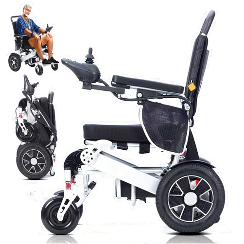 GLDDFDG Foldable Electric wheelchairs, Electric wheelchairs for Adults, Lightweight Electric Wheelchair Support 150Kg, 25 km Long Range electrically Motorized Folding Wheelchair for Seniors