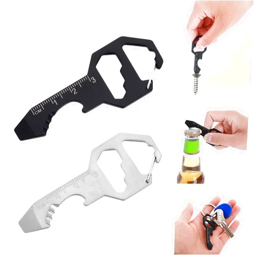 Cobee Keychain Bottle Opener Multi Tool, 2 Pcs 6-in-1 Keychain Pocket Tool for Bottle Opener, Screwdriver, Ruler, Wrench, Bit Driver, File Perfect Gifts for Boyfriends Husband Father
