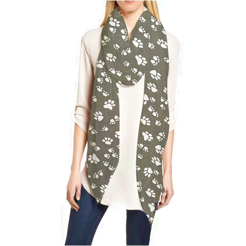 Lina & Lily Dog Cat Paw Print Women's Scarf Shawl Wrap Lightweight