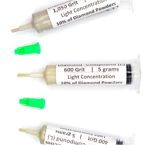 TechDiamondTools Kit of 3 Diamond Lapping Paste Polishing Compound USA Made 400 600 1050 Grit Lapping Compound for Rock Glass Metal Jewelry Resin Marble with 10% of Diamond Powder