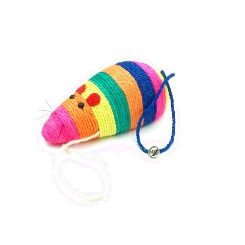 Shelltech Sisal Mouse Toy for Cats, Cat Scratching Toy Big Sisal Mouse Toy with Rattling Sound for Cats (Multicolored)