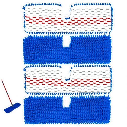 Aiyiried 4 Pack Mop Replace Head for Ocedar Hardwood Floor'n More 3-Action Flip Mop,Mop Heads Replacements for Dry Wet Use,Chenille&Microfiber Double Sided Mop Refills,Reusable Mop Pad for Multi Surface Floor