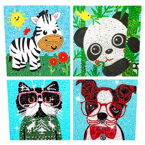 DIYDECORFUN Diamonds Painting Kits for Kids Boys, 5D Diamond Gem Art Stickers for Girls Ages 9-12, DIY Gifts Cute Panda Dog Cat Crystal Easy Diamond Dot Art for Beginner Home Decor Small Size 6