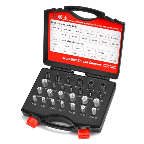 Comfylichi Thread Checker, Nut and Bolt Thread Checker, Bolt Size and Thread Gauge, 26 Individual Bolt and Nut Identifier Gauge (14 Standard & 12 Metric) Especially for Size Check in Tight Spaces