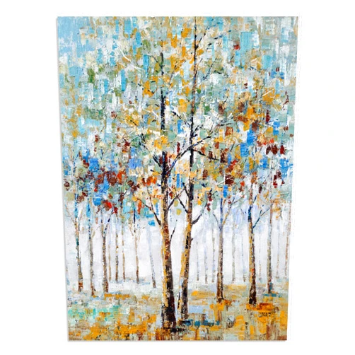 NdcSkyArt Tree Canvas Wall Art - Hand Painted Abstract Forest Painting for Modern Home Décor