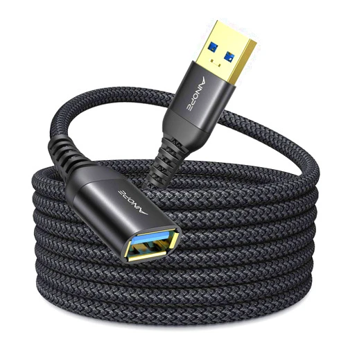 AINOPE 10FT USB 3.0 Extension Cable Type A Male to Female Extension Cord Durable Braided Material High Data Transfer Compatible with USB Keyboard,Mouse,Flash Drive, Hard Drive,Printer-Black