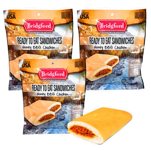 Bridgford MRE Honey BBQ Chicken - Ready to Eat Survival Food Storage Meals - 3 Pack - Honey Barbecue Flavored Camping Food for Backpacking Ideal for Outdoor Adventures - Long Shelf Life Emergency Meal