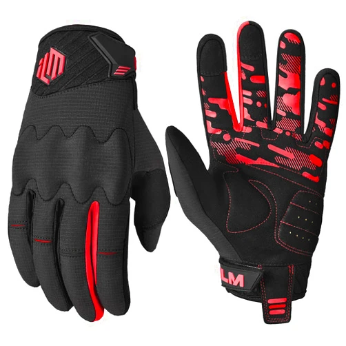 ILM Adult Motorcycle Dirt Bike Motocross ATV MTB Mountain Bike Gloves Full Finger Touch Screen Glove for Bicycle Cycling BMX Sports Outdoor Model-JC38(Red,L)
