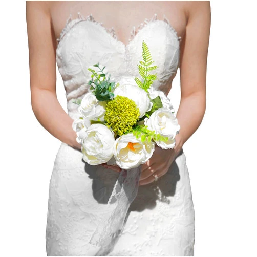Godenjegins Wedding Bouquets for Bride White Wedding Bouquet Bridal Bouquets for Bride Wedding Flowers Bouquets for Bride Artificial Flowers Bouquet Wedding Flowers Wedding Bouquets White 9.4in