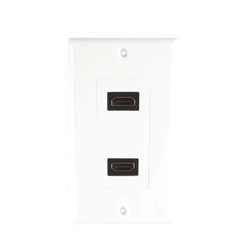 TENINYU Dual HDMI Wall Plate (2 Port) - 4K UHD, ARC, and Ethernet Pass-Thru Support (1-Gang) White - for 2 HDMI (2-Port)