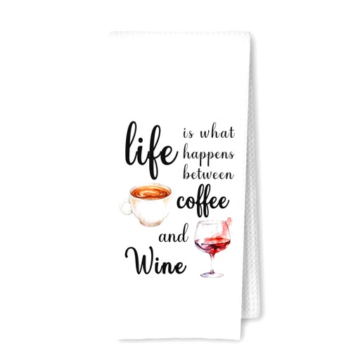 ArtisaEura Funny Coffee and Wine Kitchen Towels, Gifts for Wine Lovers Dish Tea Bar Towels for Kitchen Bar Cart Decor, Gifts for Coffee Lovers Decorative Hand Towels, 16x24 Inches