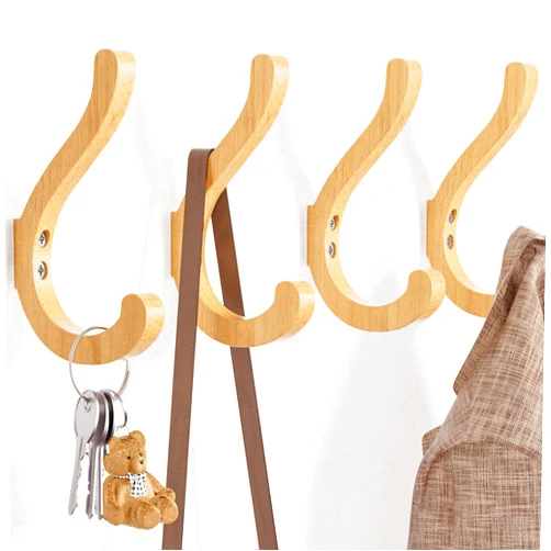 Jockcaras Wood Wall Hooks for Hanging Coats - Large 5.5