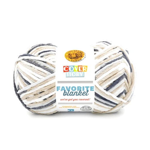 Lion Brand Yarn, Cover Story Favorite Blanket Yarn for Knitting and Crochet, 223 Yards, Pebble Beach, 1 Pack