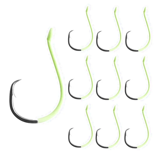 Eupheng Glow in Dark Circle Hooks 2X Strong Offset Freshwater Saltwater Fish Hooks for Catfish Bass Trout, Pack of 10, Available in 8 Sizes (#4 to 5/0) Luminous Circle Hooks