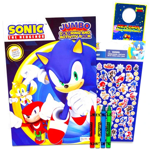 Bendon Sonic the Hedgehog Coloring Book for Kids Ages 4-8 - Sonic Coloring Art Set Bundle with Coloring Pages, Activities, Games Plus Sonic Stickers, Crayons, More | Sonic Activity Book Set for Boys
