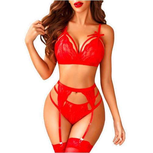 Avidlove Women Lingerie Set Lace Teddy Strap Babydoll Bodysuit with Garter Belts