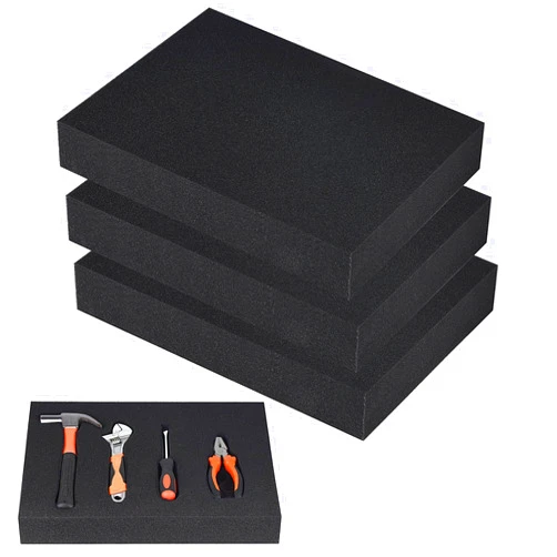 GJLGTSS 4PCS Black Polyurethane Foam Sheets, Customizable Foam Inserts,12x12x2 Inch Thick Foam Inserts for Cases, Packing Foam Pads for Packing and Craft,Camera Storage,DIY Projects