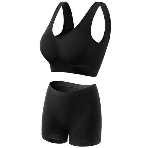 SHOLIFAS Women's Workout Sets 2 Piece Yoga Outfit High Waist Booty Shorts Sports Bra Gym Sets