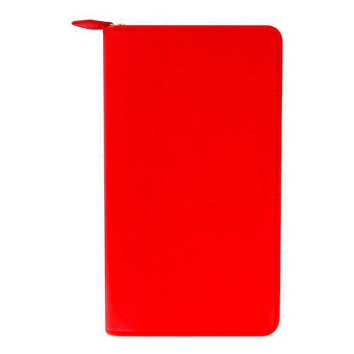 Filofax Saffiano Zip Organizer, Personal Compact Size, Poppy - Cross-Grain, Leather-Look, Six Rings, Week-to-View Calendar Diary, Multilingual, 2024 (C022534-24)