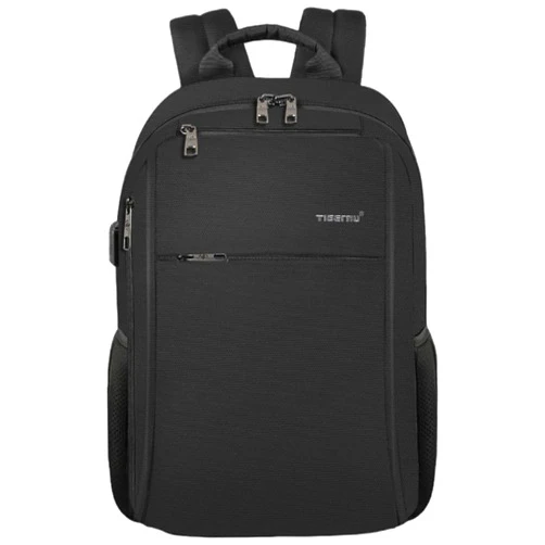 TIGERNU Black Waterproof Backpack T-B3221A for Work and Travel with USB Port - Waterproof and Anti-Bacterial Oxford Backpack - Black