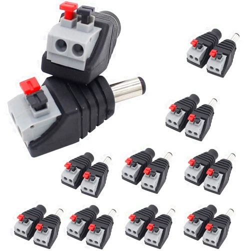 Exgoofit DC Power Connector Plug 10 Pairs Male and Female DC Connector 5.5mm x 2.1mm Power Jack Plug Adapter Socket for CCTV Camera and Led Strip