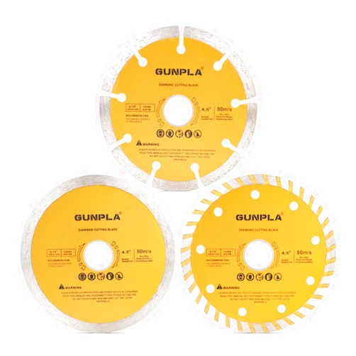 Gunpla 3 Pieces 4-1/2 inch Diamond Cutting Blade Continuous Segmented Turbo Rim Dry Wet Circular Saw Cutter Angle Grinder Disc 7/8 inch Arbor with Reducing Ring 5/8 inch for Tile Masonry