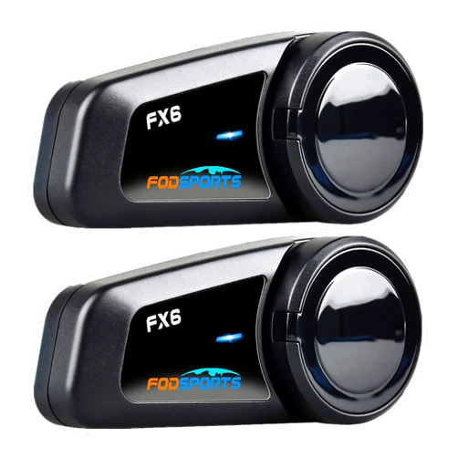 FODSPORTS Motorcycle Bluetooth Headset 2 Pack FX6 1000M 6 Riders Group Motorcycle Intercom Universal Bluetooth Motorcycle Helmet Communication System Voice Command 2 Port Design