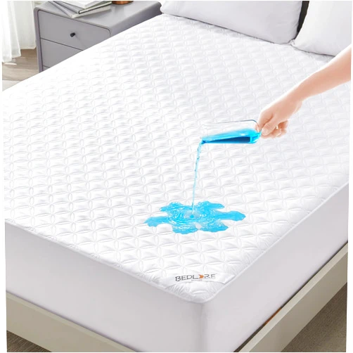 BEDLORE Waterproof Mattress Protector, Twin Size Mattress Pad with Deep Pocket Fitted Up to 6-15 inches, Soft Noiseless Single Bed Mattress Cover for Bedroom, Dorm Room (White)