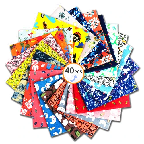 NHNHN 40 PCS Printed 100% Cotton Craft Fabric Fat Quarter Bundles DIY for Quilting Patchwork DIY Making Supplies Scrapbooking Quilting (SizeA(8''X8''), A1-40PCS)