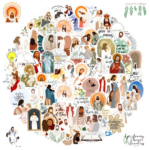 Muiouis 100Pcs Christian Stickers for Water Bottles, Jesus Bible Verse Stickers Religious Faith Motivational Stickers for Laptops, Phone Cases, Planners, Journaling, Scrapbooks Christian Gifts