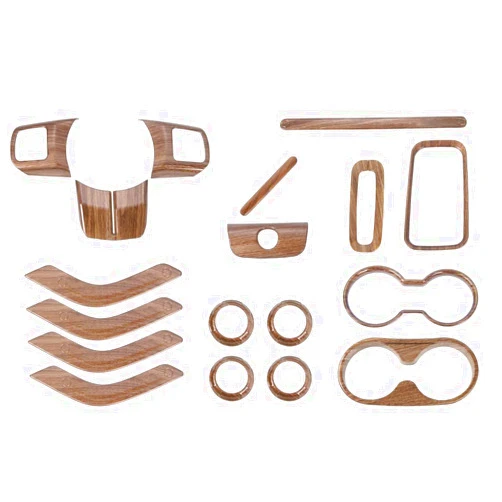 Nicebee 18pcs/Set ABS Car Interior Mouldings Decoration Kit Trim Cover Compatible with Jeep Wrangler JK 4-Door 2011-2017 (Wood Grain)