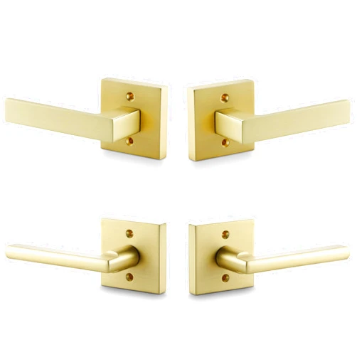 Linkaa Dummy Gold Door Handles Interior for Closet French Door（2 Pair（4 Handles））
