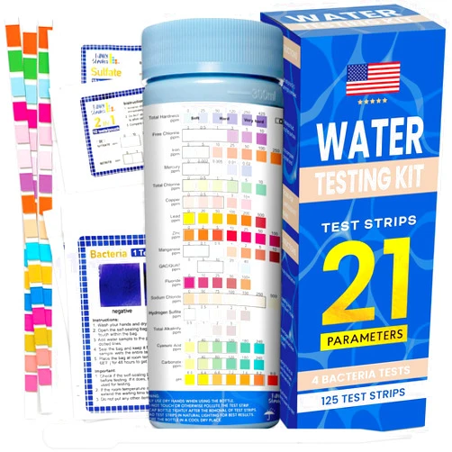 Funky Strokes New 21 in 1 Water Testing Kits for Drinking Water - Home & Well Water Testing Kit for Hardness, Lead, Chlorine - Hard Water Test Kit for Tap, Pond, Pool, House - Funky Strokes Water Tester pH Strips