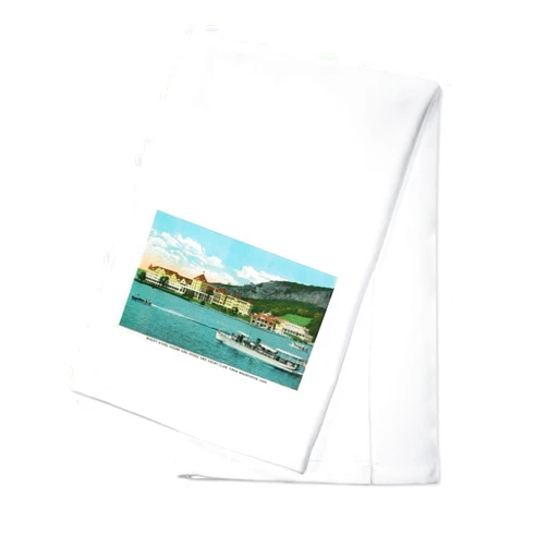 Lantern Press Maine, Moosehead Lake View of Mt Kineo House, Annex, and Yacht Club (100% Cotton Tea Towel, Decorative Hand Towel, Kitchen and Home)