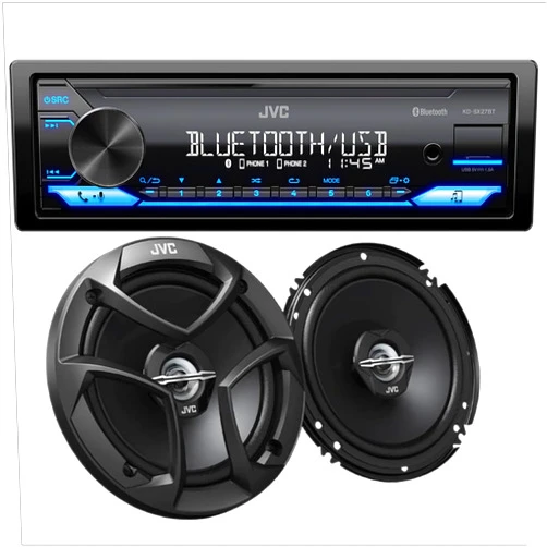 JVC KD-SX27BT Car Stereo with Bluetooth, 100W Digital Media Receiver Plus JVC CS-J620 300W 6.5