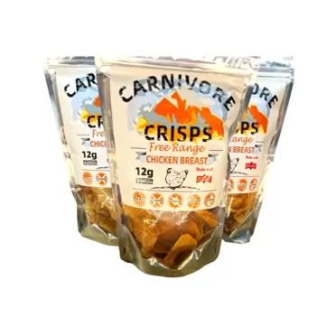 Carnivore Crisps Chicken Breast, (3) 1.5 oz bag, 12 g proteins per serving, made with Redmond Real Salt, carnivore diet approved, keto diet approved