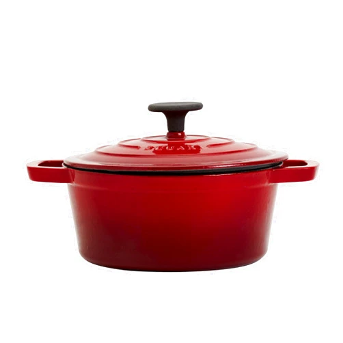 Smith Clark Ironworks Smith & Clark 3-Quart Enameled Cast Iron Dutch Oven Pot with Lid, Red