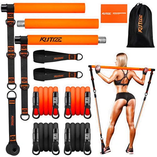 KUTIZE Pilates Bar Kit with Resistance Bands, Pilates Equipment, Multifunctional Pilates Bar for Women & Men, Pilates bar kit for for Hip, Back, Arm, Full-Body Workouts, Home Gym Strength Training Equipment
