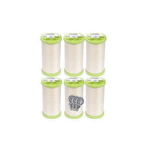 Bella's Crafts Coats & Clark Hand Quilting Sewing Thread Cotton Covered Polyester 325 Yards S960 6 Pack Bundle with 3 Bella's Crafts Needle Threaders (Natural)