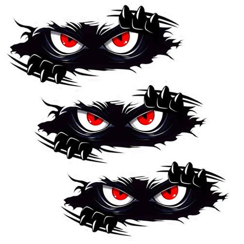KVAEY 3 PCS Peeking Monster Angry Eyes Car Decals, 9.8×4.3 Inches Large Vinyl Funny Monster Bumper Stickers, 3D Scary Eyes Black Waterproof Removable Decal for Vehicles Windows Laptop