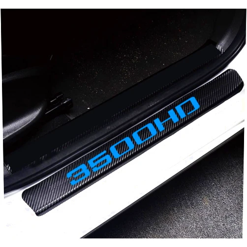 RTGiujds Car Door Sill Protectors 4Pcs for 3500HD, Carbon Fiber Leather Door Sill Sticker for 3500HD, Car Door Scuff Plate Door Entry Guard Threshold Scratch Protection Sticker Decoration (Blue)