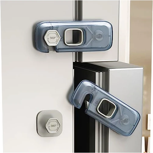Pepbee 5 Pack Child Proof Refrigerator Lock, QYESWHSR Fridge Locks for Kids with Sticky Adhesive Pads, Child Safety Locks for Doors, RV Refrigerator, Oven Lock Child Safety Baby Cabinet Locks - Clear Updated