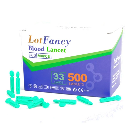 LotFancy Lancets for Diabetes Testing, 500 Counts, 33 Gauge, Twist Top Sterile Lancets for Blood Testing and Glucose Testing, Disposable, Fits Most Lancing Devices