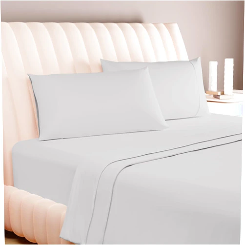 Carressa Linen Luxury Egyptian Cotton 3 PC Twin Size Sheet Set - 600 Thread Count Deep Pocket Fitted and Flat Sheets, Soft, Cooling Extra Long Staple Sateen Weave Bedding, Dorm Room Sheets - Silver