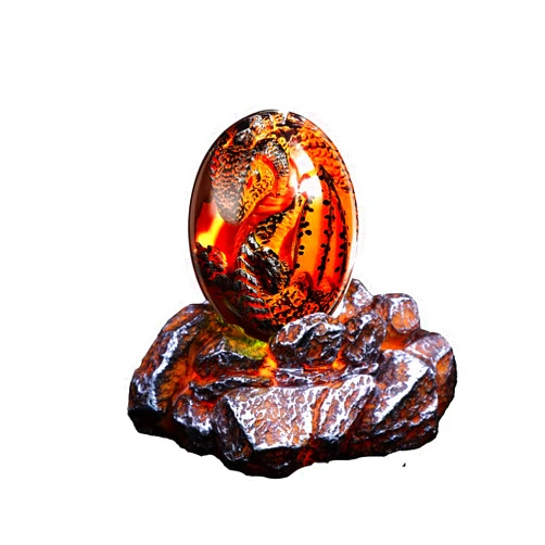 Spolis WFLWLHH Lava Dragon Egg, Dream Crystal Transparent Dragon Egg, Green Flying Dragon with Lava Base, Crystal Transparent Lava Dragon Egg Resin Handmade Sculpture Ornaments Souvenir. (red+Light up Base)