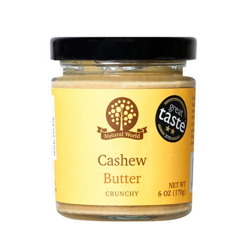 Nutural World - Crunchy Cashew Nut Butter 6 Oz (170g) Great Taste Award winner